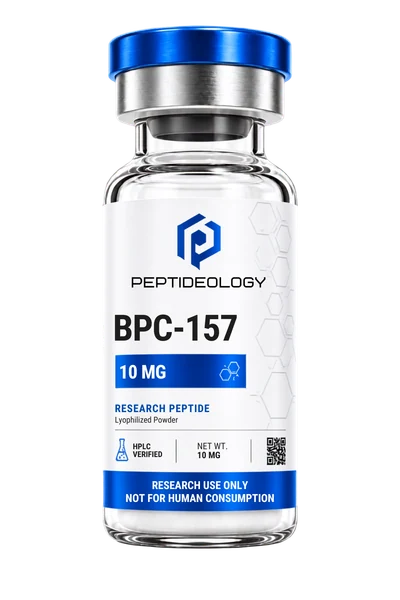 BPC-157 10mg research vial by Peptideology